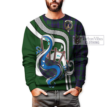 Lumsden Green Tartan Sweatshirt with Epic Bagpipe Style