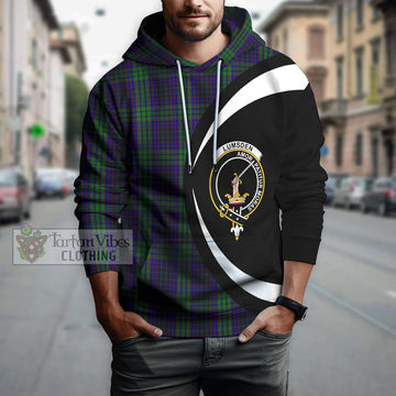 Lumsden Green Tartan Hoodie with Family Crest Circle Style