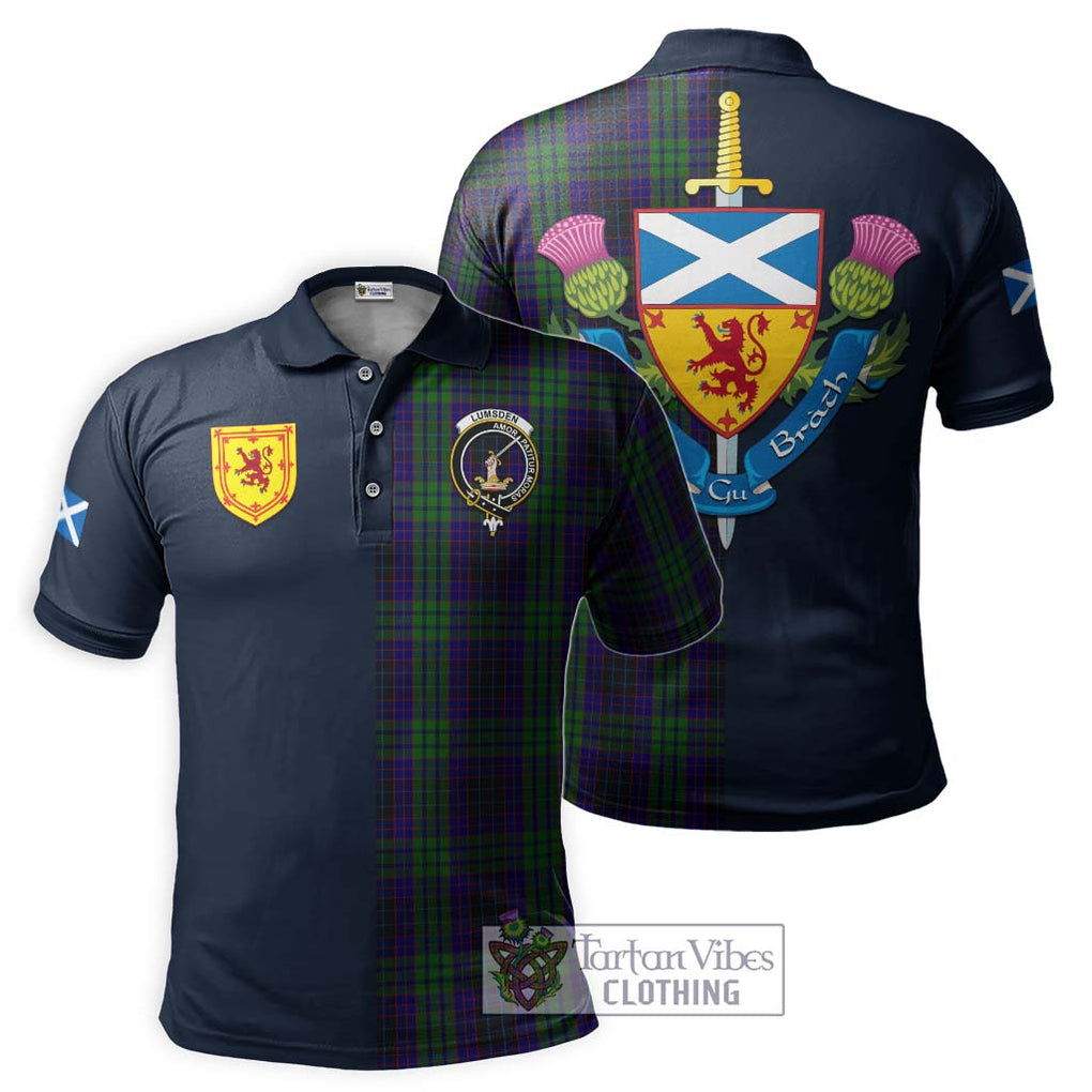 Tartan Vibes Clothing Lumsden Green Tartan Polo Shirt with Scottish Lion Royal Arm Half Style