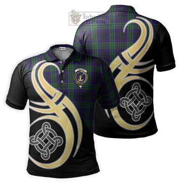 Lumsden Green Tartan Polo Shirt with Family Crest and Celtic Symbol Style
