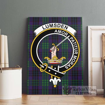 Lumsden Green Tartan Canvas Print Wall Art with Family Crest