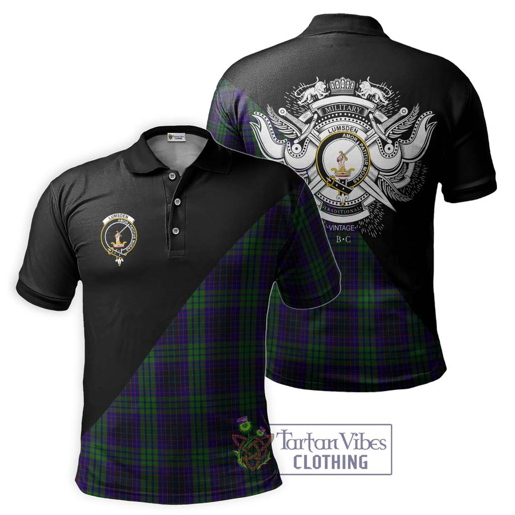 Lumsden Green Tartan Polo Shirt with Family Crest and Military Logo Style Kid - Tartanvibesclothing Shop