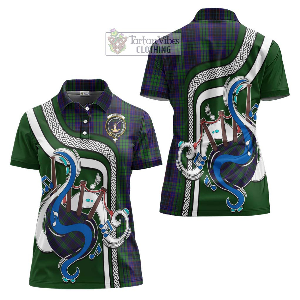 Lumsden Green Tartan Women's Polo Shirt with Epic Bagpipe Style Women - Tartanvibesclothing Shop