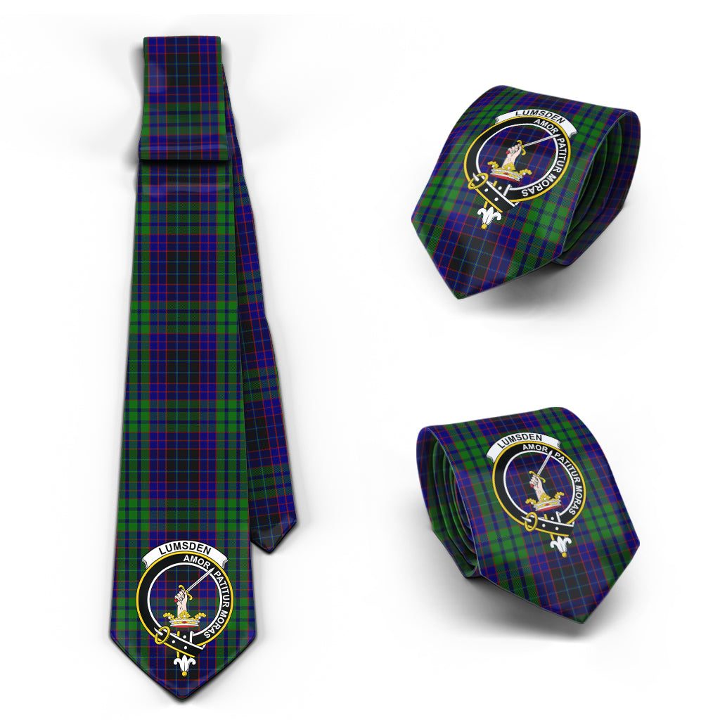 Lumsden Green Tartan Classic Necktie with Family Crest Necktie One Size - Tartan Vibes Clothing