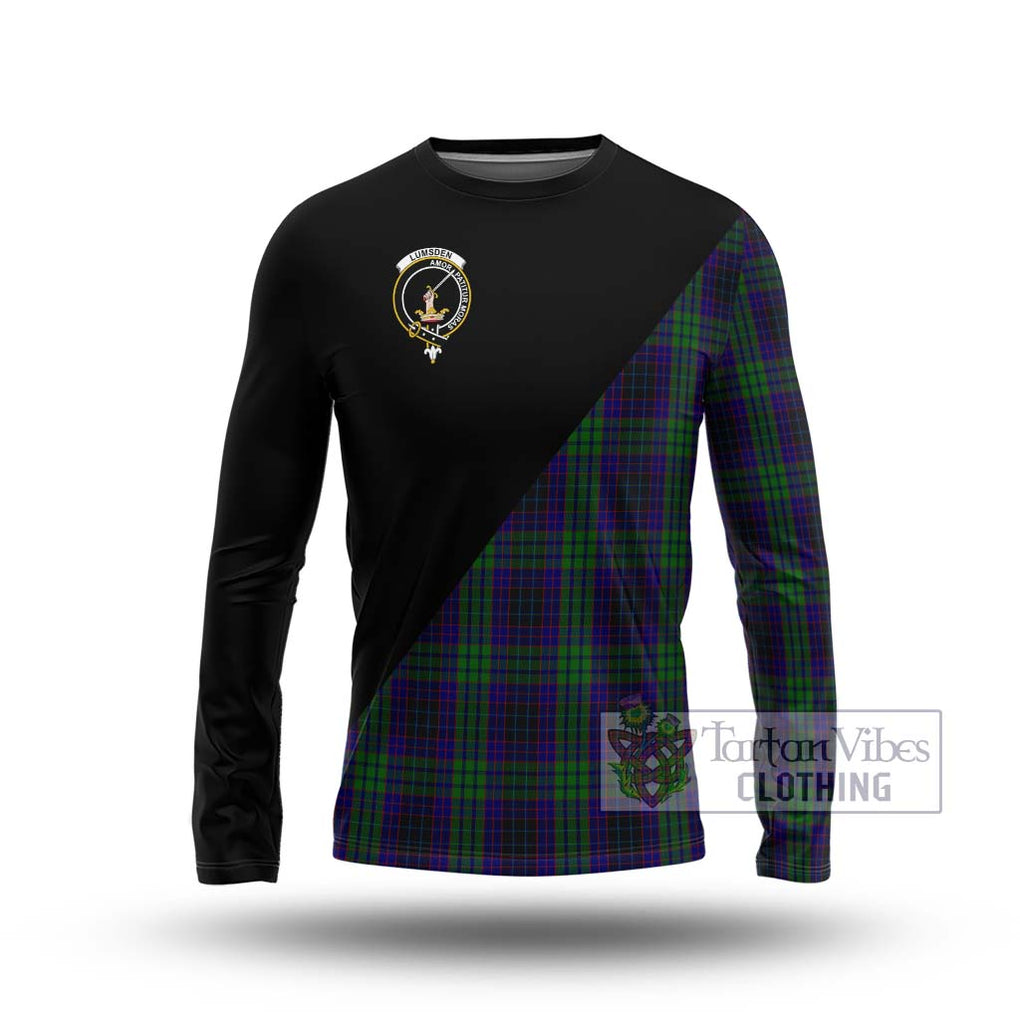 Lumsden Green Tartan Long Sleeve T-Shirt with Family Crest and Military Logo Style Unisex - Tartanvibesclothing Shop