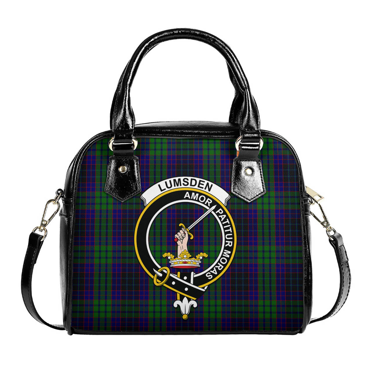 Lumsden Green Tartan Shoulder Handbags with Family Crest One Size 6*25*22 cm - Tartanvibesclothing