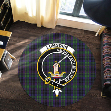 Lumsden Green Tartan Round Rug with Family Crest