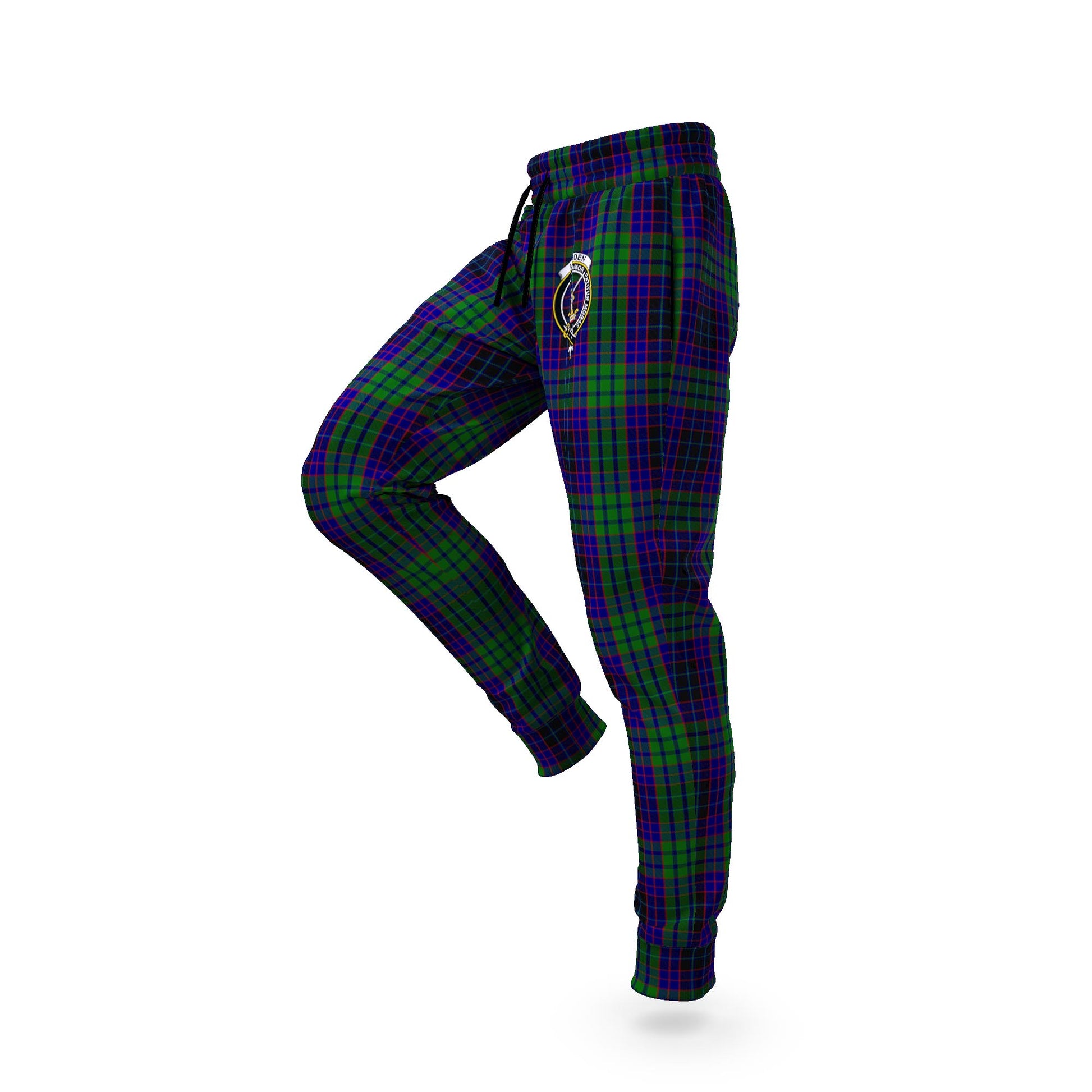 Lumsden Green Tartan Joggers Pants with Family Crest S - Tartan Vibes Clothing