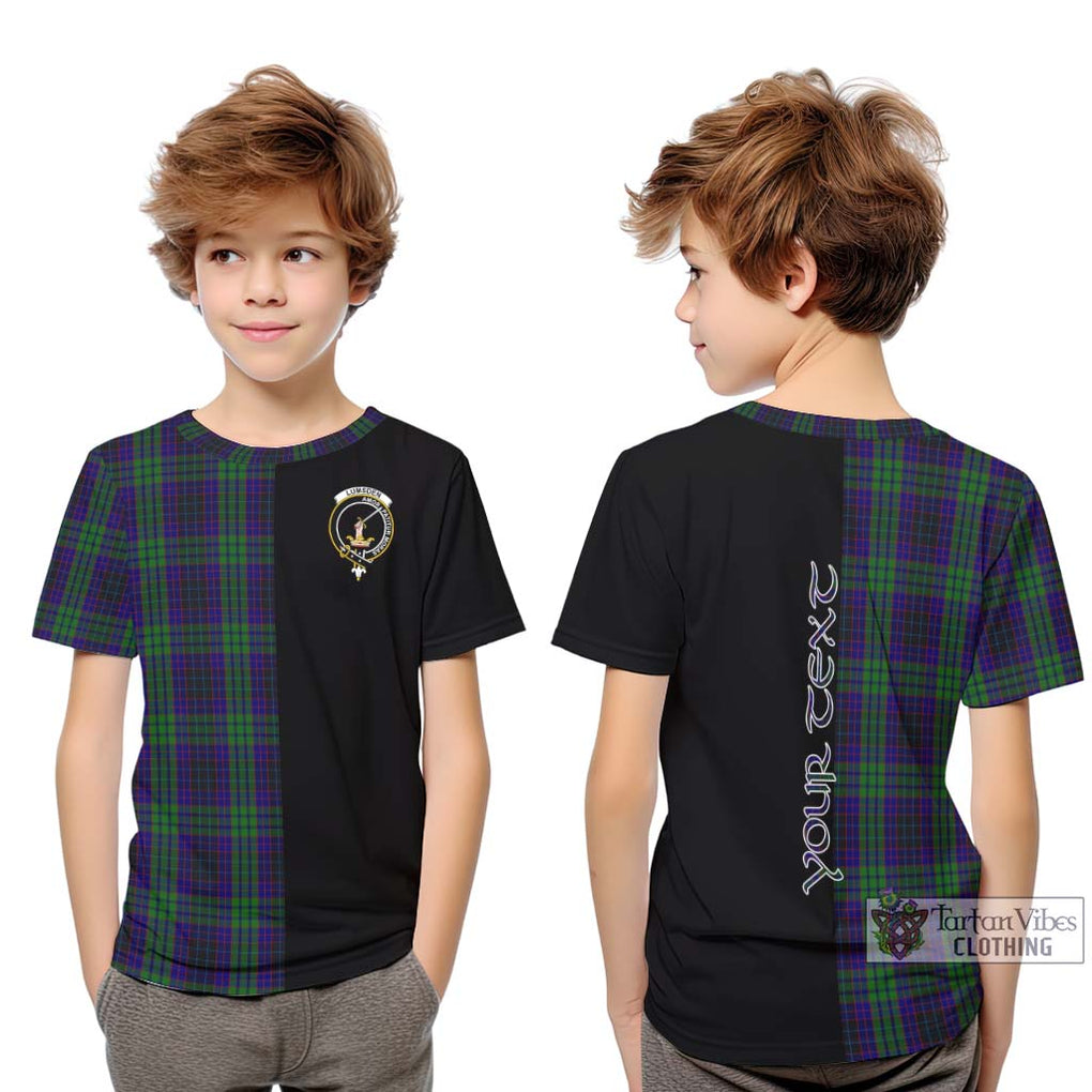 Lumsden Green Tartan Kid T-Shirt with Family Crest and Half Of Me Style Youth XL Size14 - Tartanvibesclothing Shop