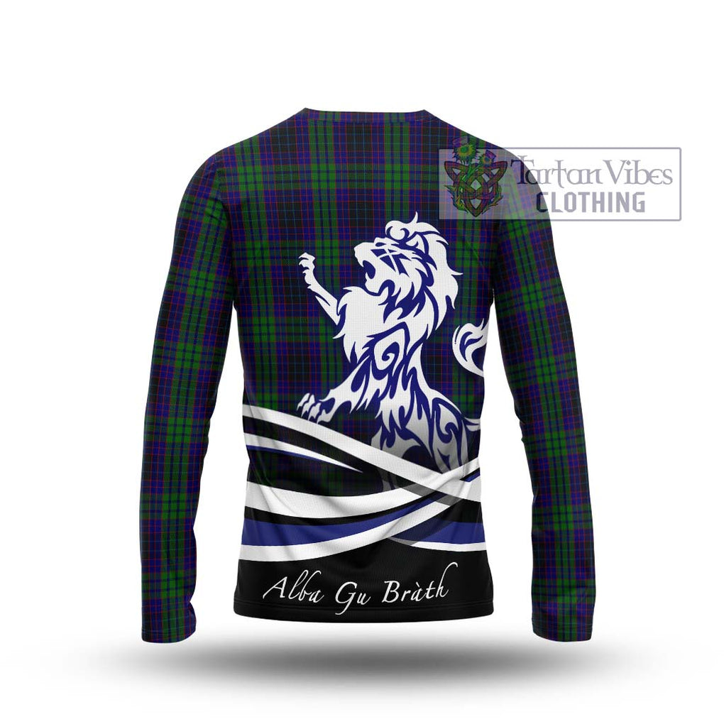 Lumsden Green Tartan Long Sleeve T-Shirt with Alba Gu Brath Regal Lion Emblem - Tartanvibesclothing Shop