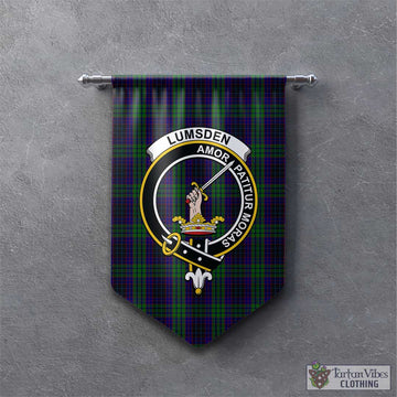 Lumsden Green Tartan Gonfalon, Tartan Banner with Family Crest