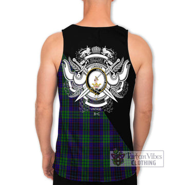 Lumsden Green Tartan Men's Tank Top with Family Crest and Military Logo Style