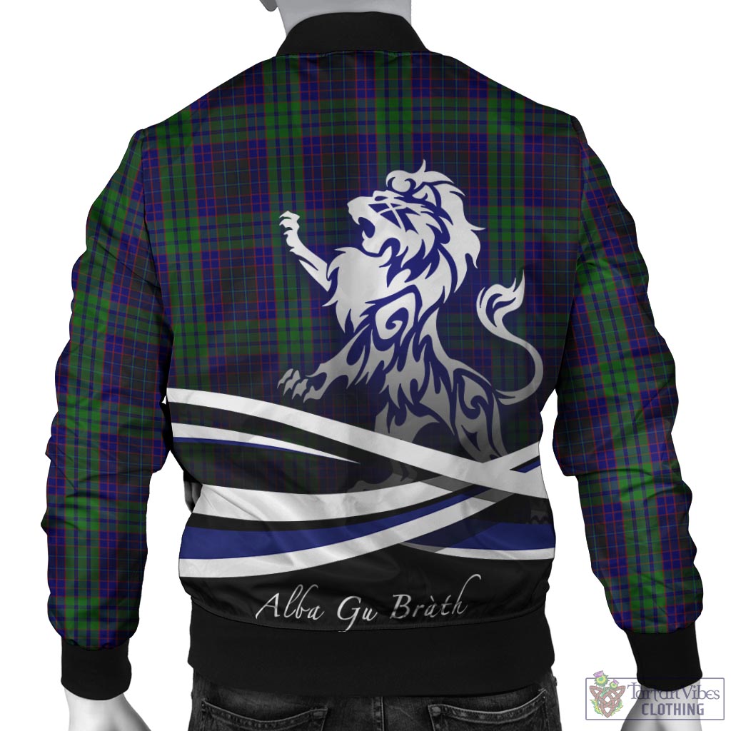 Tartan Vibes Clothing Lumsden Green Tartan Bomber Jacket with Alba Gu Brath Regal Lion Emblem