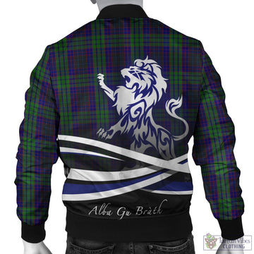 Lumsden Green Tartan Bomber Jacket with Alba Gu Brath Regal Lion Emblem