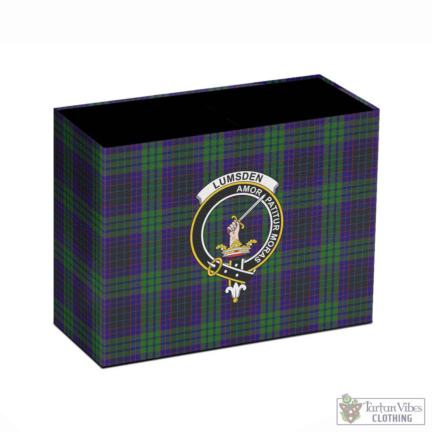 Tartan Vibes Clothing Lumsden Green Tartan Pen Holder with Family Crest