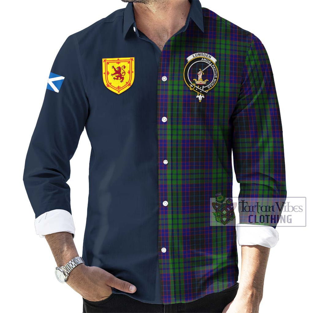 Tartan Vibes Clothing Lumsden Green Tartan Long Sleeve Button Shirt with Scottish Lion Royal Arm Half Style