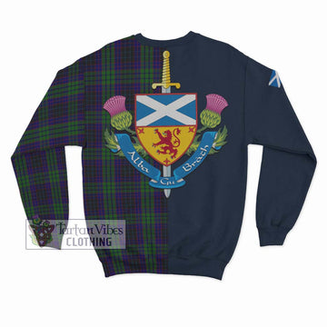 Lumsden Green Tartan Sweatshirt Alba with Scottish Lion Royal Arm Half Style