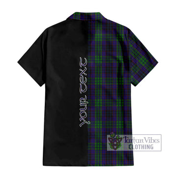 Lumsden Green Tartan Short Sleeve Button Shirt with Family Crest and Half Of Me Style