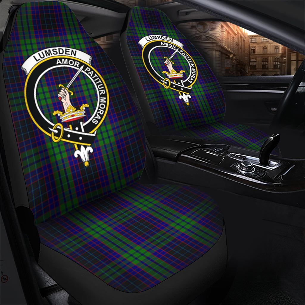 Lumsden Green Tartan Car Seat Cover with Family Crest - Tartanvibesclothing