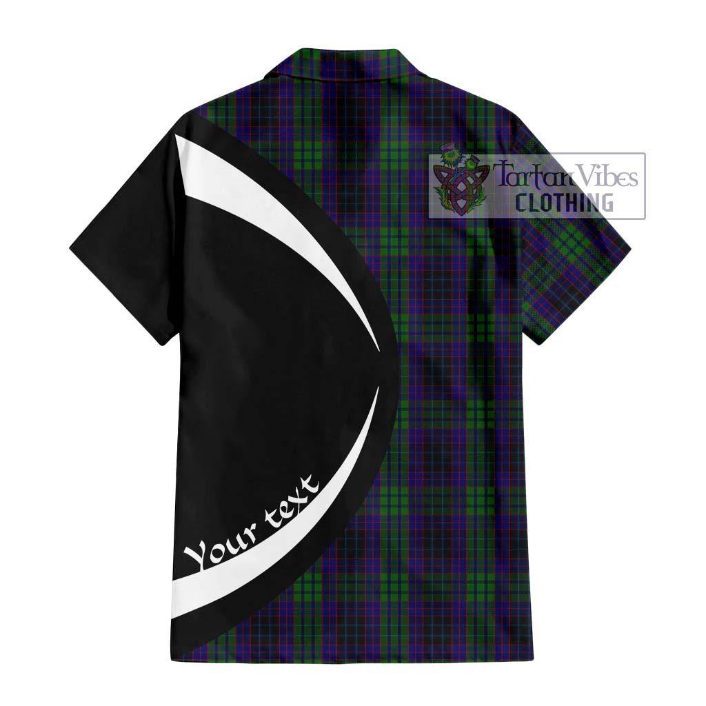 Lumsden Green Tartan Short Sleeve Button Up with Family Crest Circle Style - Tartan Vibes Clothing