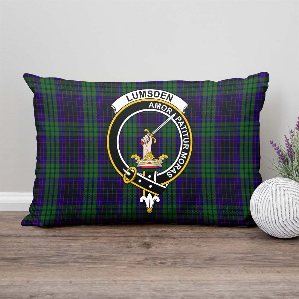 Lumsden Green Tartan Pillow Cover with Family Crest Rectangle Pillow Cover - Tartanvibesclothing