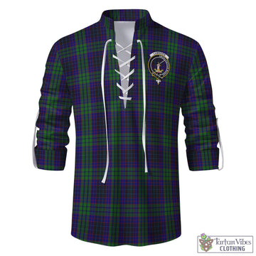 Lumsden Green Tartan Men's Scottish Traditional Jacobite Ghillie Kilt Shirt with Family Crest