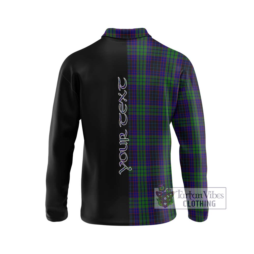 Lumsden Green Tartan Long Sleeve Polo Shirt with Family Crest and Half Of Me Style - Tartanvibesclothing Shop