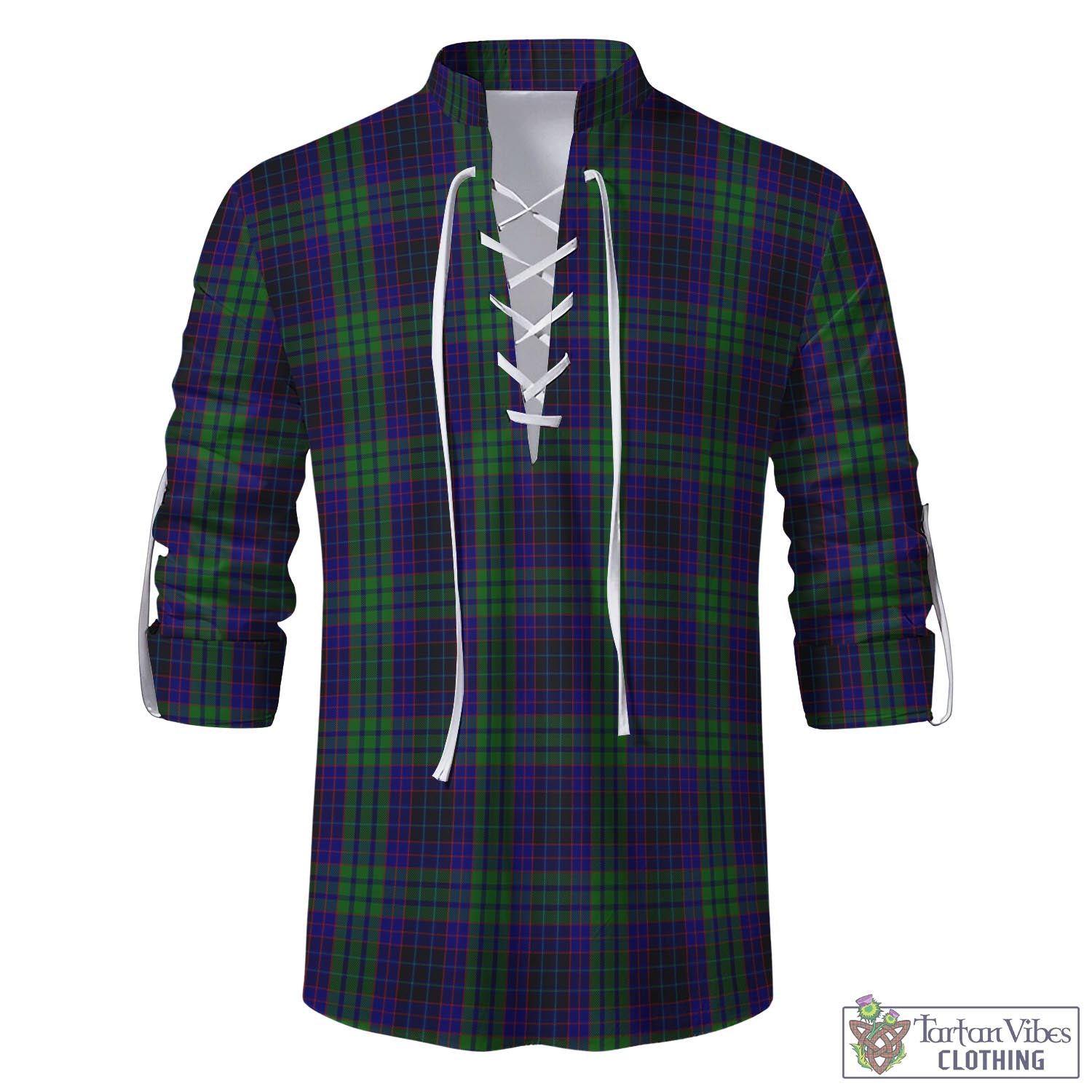 Tartan Vibes Clothing Lumsden Green Tartan Men's Scottish Traditional Jacobite Ghillie Kilt Shirt