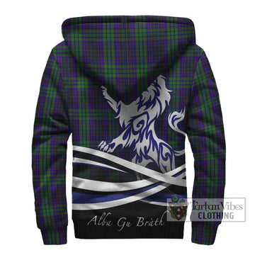 Lumsden Green Tartan Sherpa Hoodie with Alba Gu Brath Regal Lion Emblem