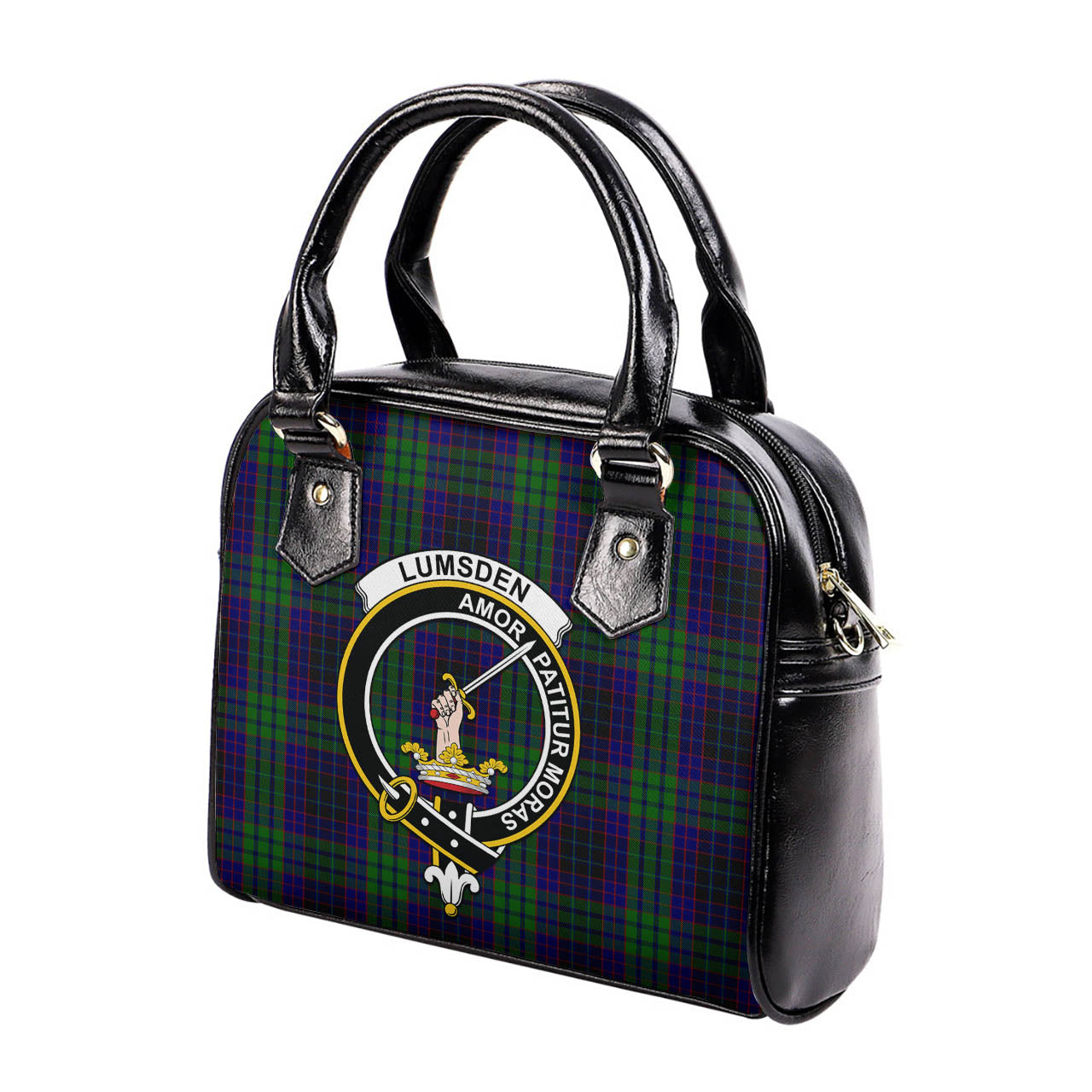 Lumsden Green Tartan Shoulder Handbags with Family Crest - Tartanvibesclothing