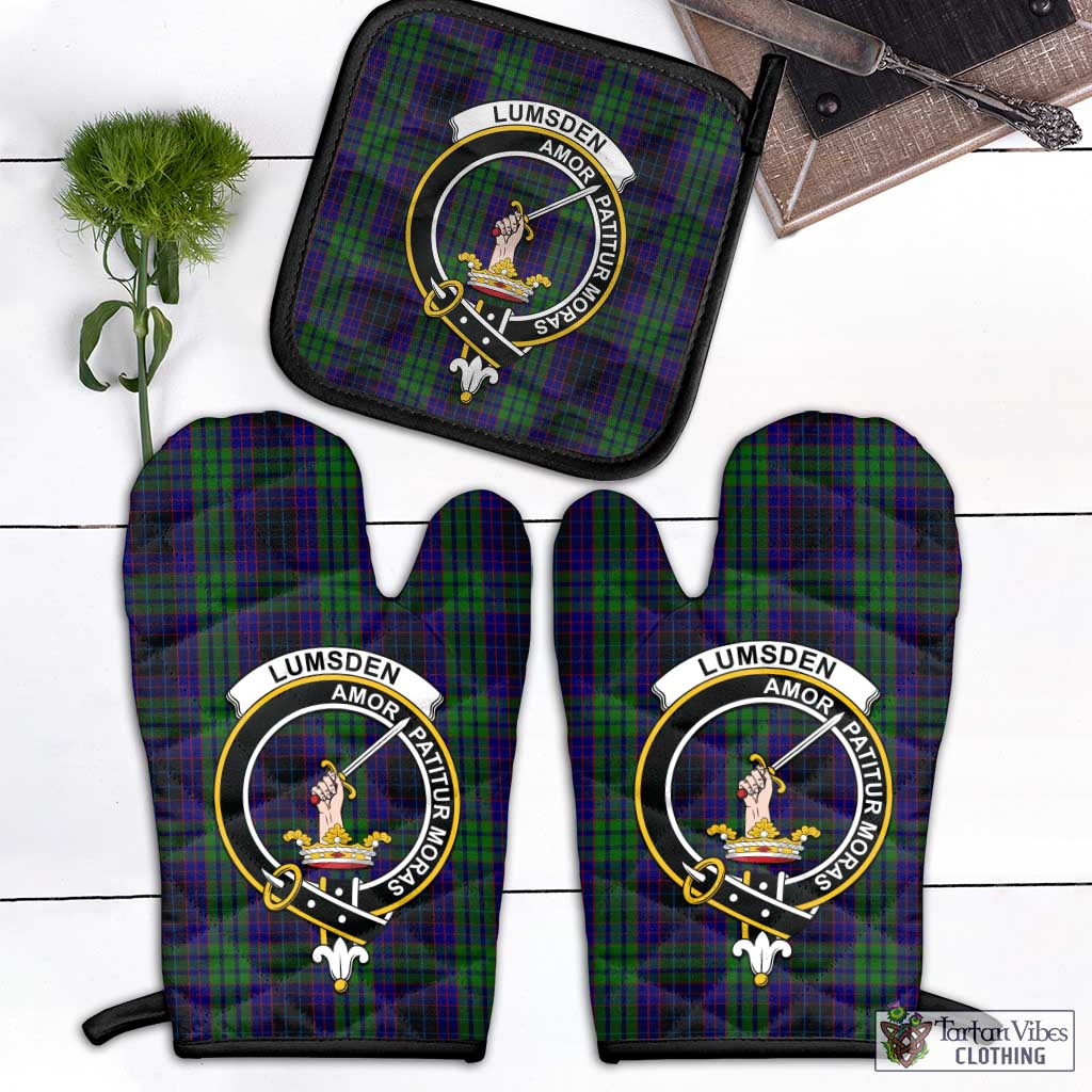 Tartan Vibes Clothing Lumsden Green Tartan Combo Oven Mitt & Pot-Holder with Family Crest