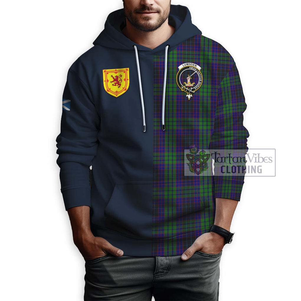 Tartan Vibes Clothing Lumsden Green Tartan Hoodie with Scottish Lion Royal Arm Half Style