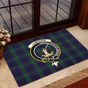 Lumsden Green Tartan Door Mat with Family Crest