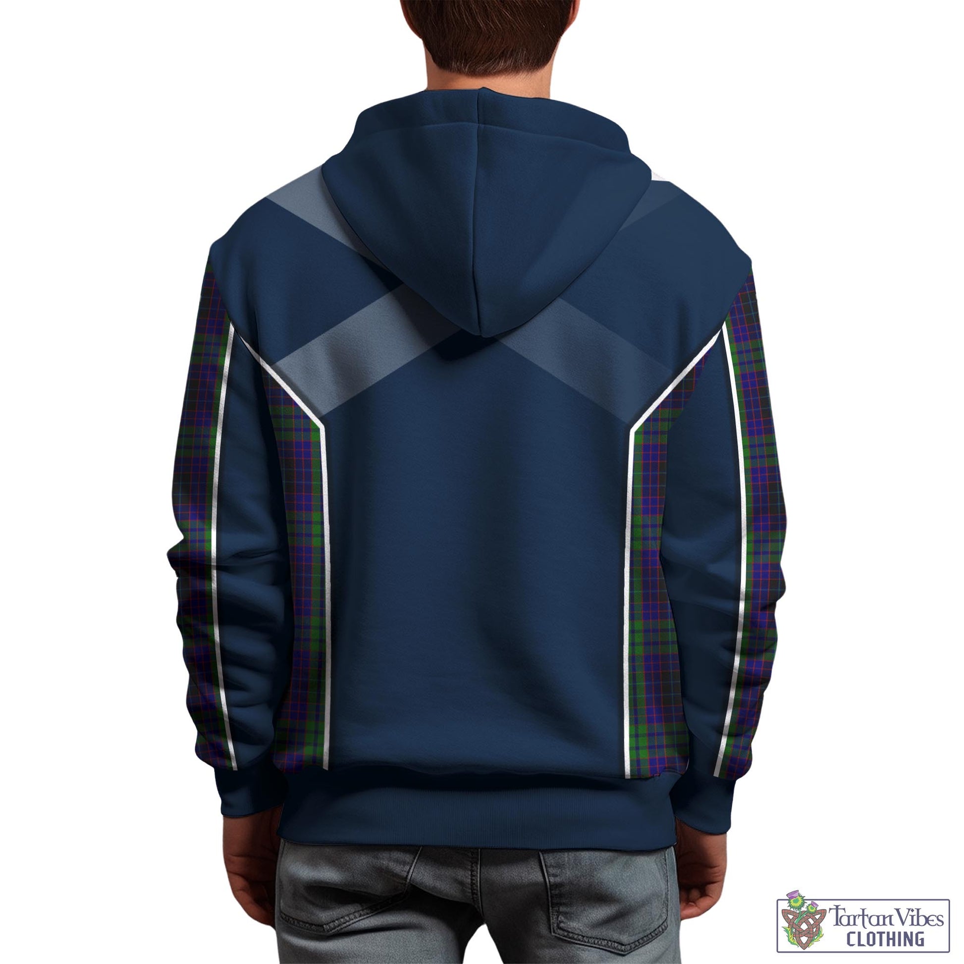 Tartan Vibes Clothing Lumsden Green Tartan Hoodie with Family Crest and Scottish Thistle Vibes Sport Style