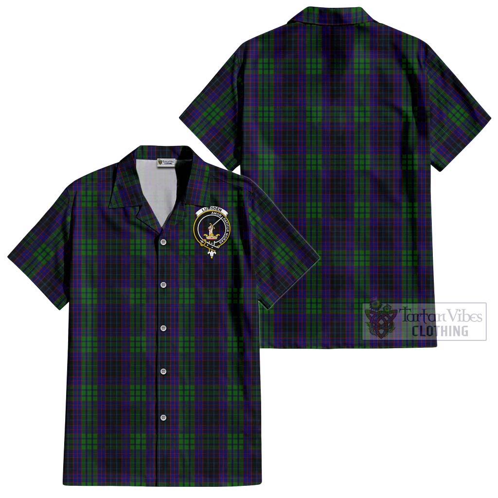 Tartan Vibes Clothing Lumsden Green Tartan Cotton Hawaiian Shirt with Family Crest