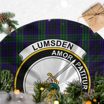 Lumsden Green Tartan Christmas Tree Skirt with Family Crest