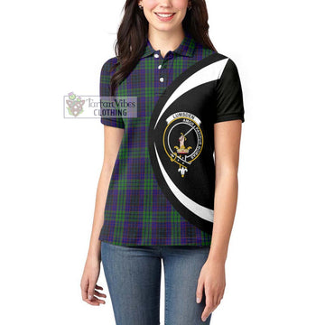 Lumsden Green Tartan Women's Polo Shirt with Family Crest Circle Style