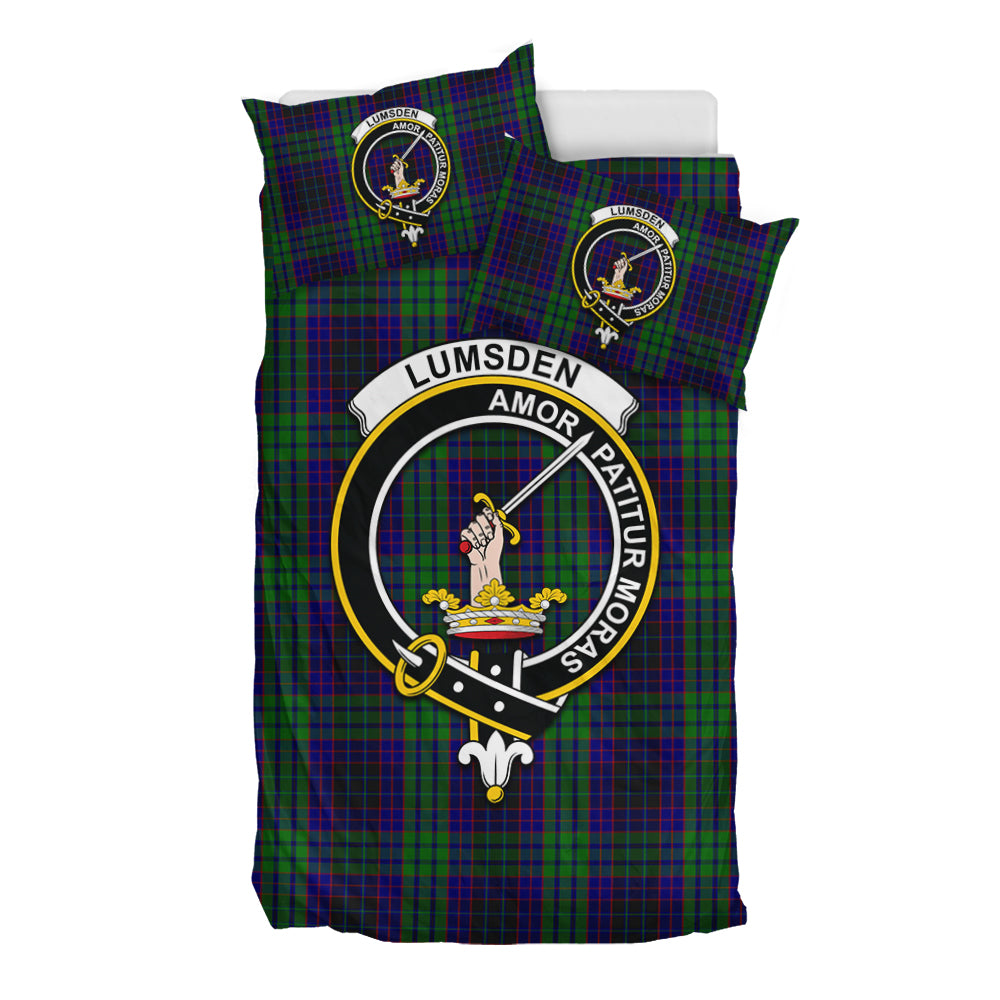 Lumsden Green Tartan Bedding Set with Family Crest - Tartan Vibes Clothing