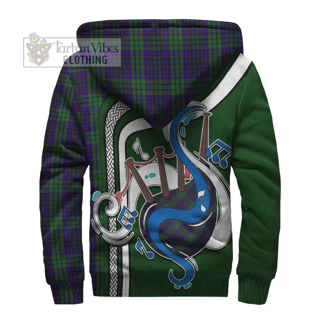 Lumsden Green Tartan Sherpa Hoodie with Epic Bagpipe Style - Tartanvibesclothing Shop