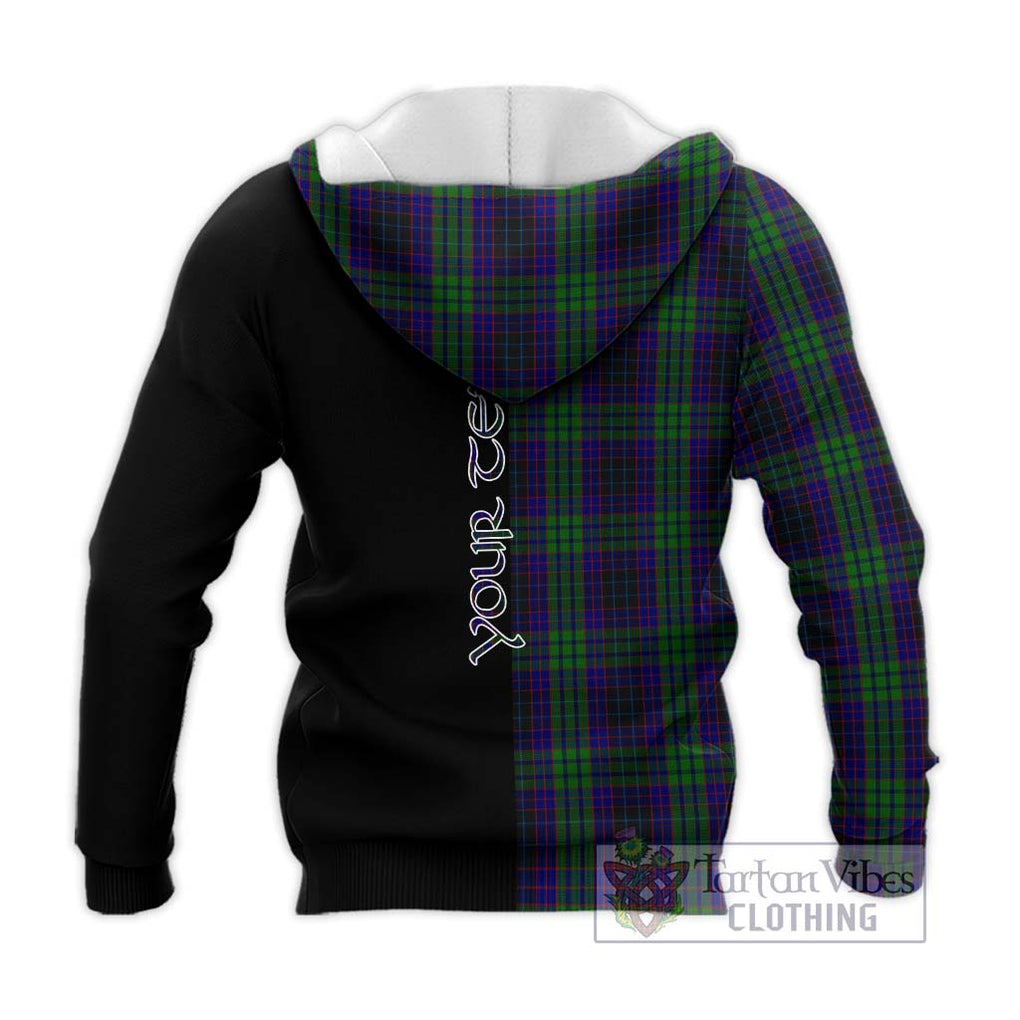 Lumsden Green Tartan Knitted Hoodie with Family Crest and Half Of Me Style - Tartanvibesclothing Shop