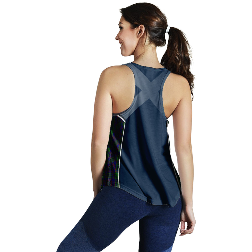 Tartan Vibes Clothing Lumsden Green Tartan Women's Racerback Tanks with Family Crest and Scottish Thistle Vibes Sport Style