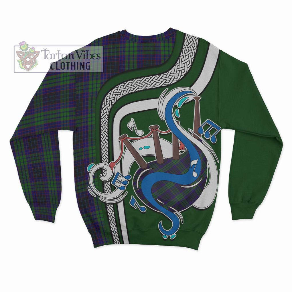 Tartan Vibes Clothing Lumsden Green Tartan Sweatshirt with Epic Bagpipe Style