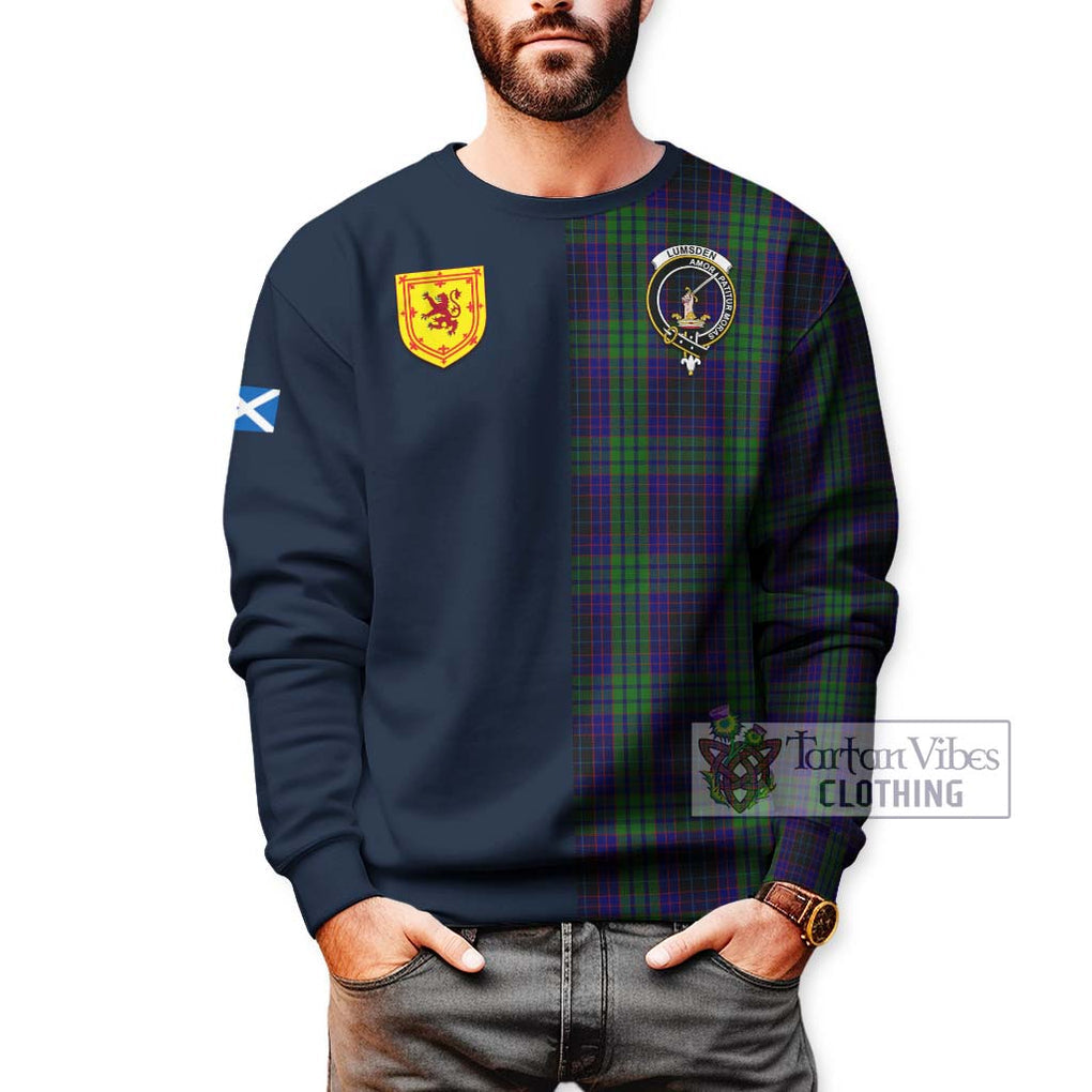 Tartan Vibes Clothing Lumsden Green Tartan Sweatshirt with Scottish Lion Royal Arm Half Style