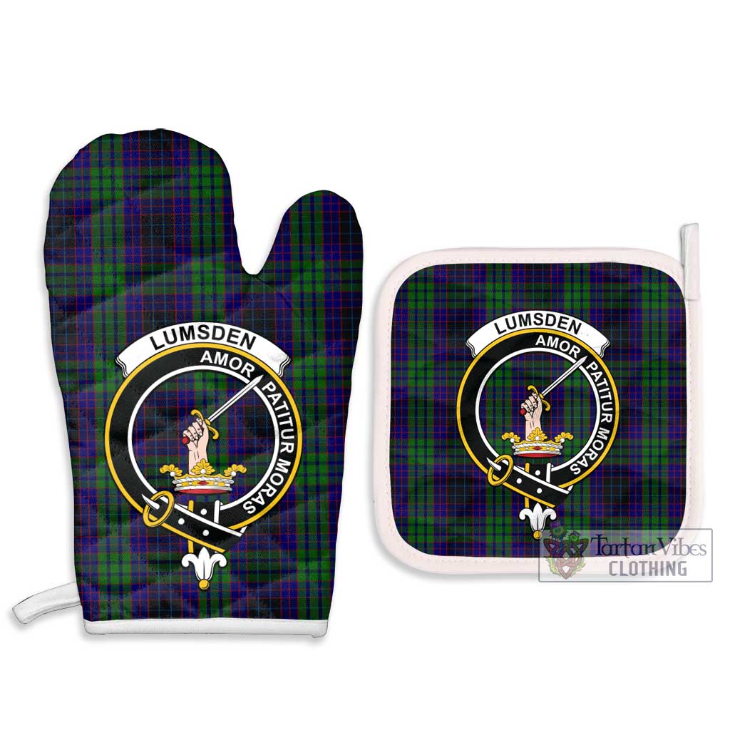 Tartan Vibes Clothing Lumsden Green Tartan Combo Oven Mitt & Pot-Holder with Family Crest