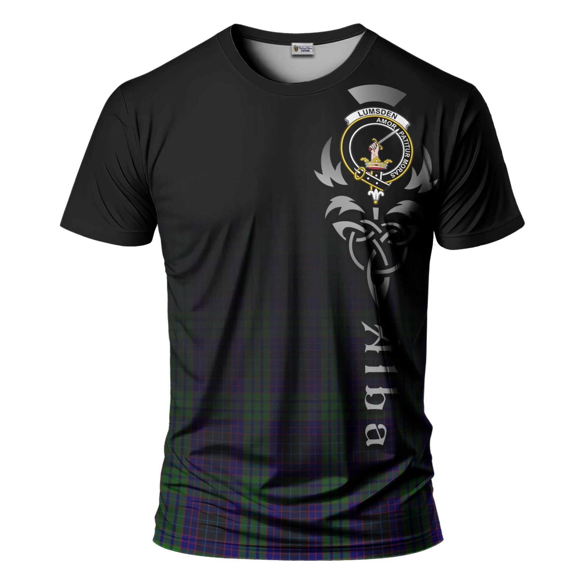 Tartan Vibes Clothing Lumsden Green Tartan T-Shirt Featuring Alba Gu Brath Family Crest Celtic Inspired