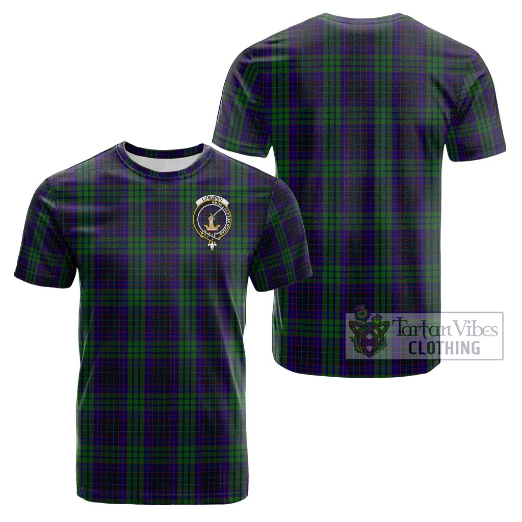 Tartan Vibes Clothing Lumsden Green Tartan Cotton T-Shirt with Family Crest