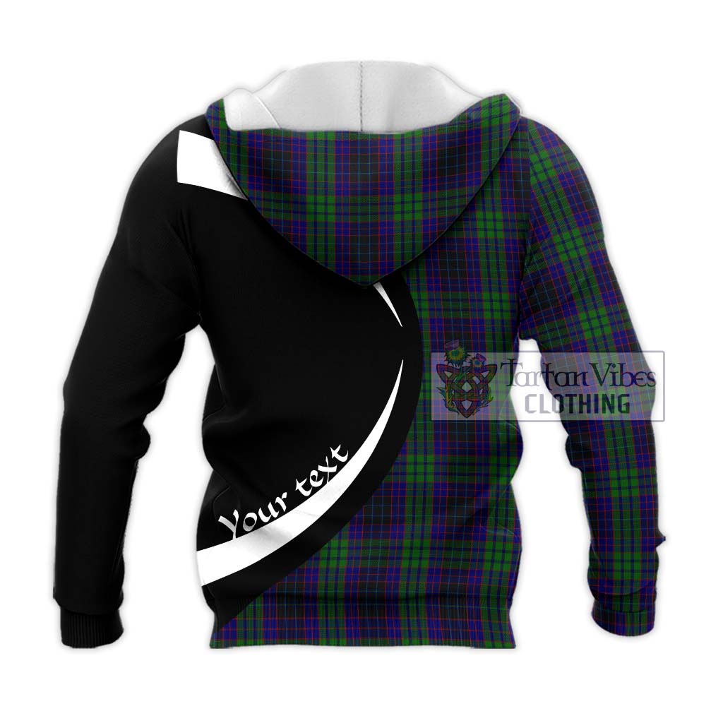 Lumsden Green Tartan Knitted Hoodie with Family Crest Circle Style - Tartan Vibes Clothing