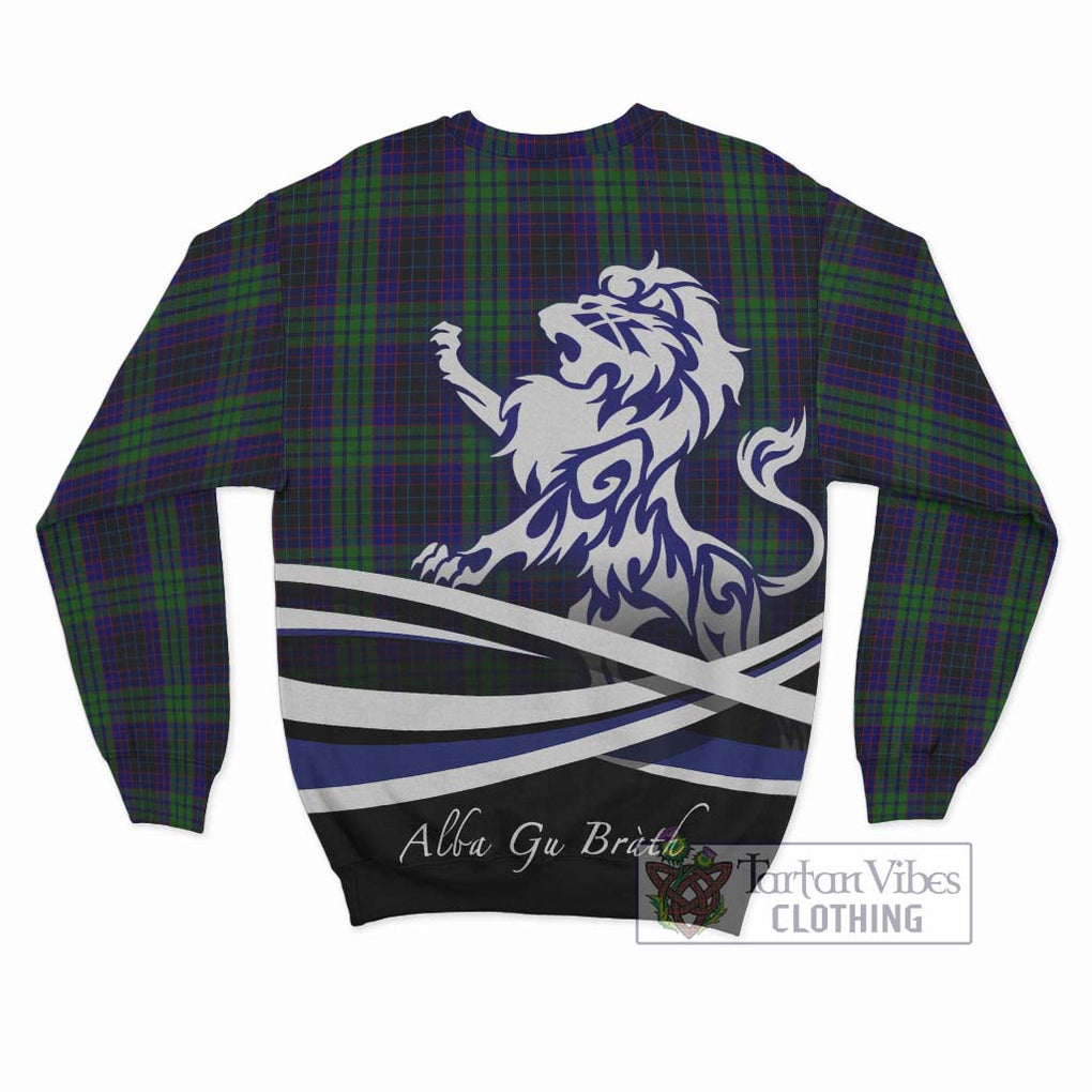 Lumsden Green Tartan Sweatshirt with Alba Gu Brath Regal Lion Emblem - Tartanvibesclothing Shop