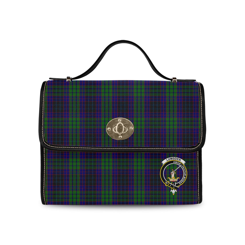 lumsden-green-tartan-leather-strap-waterproof-canvas-bag-with-family-crest