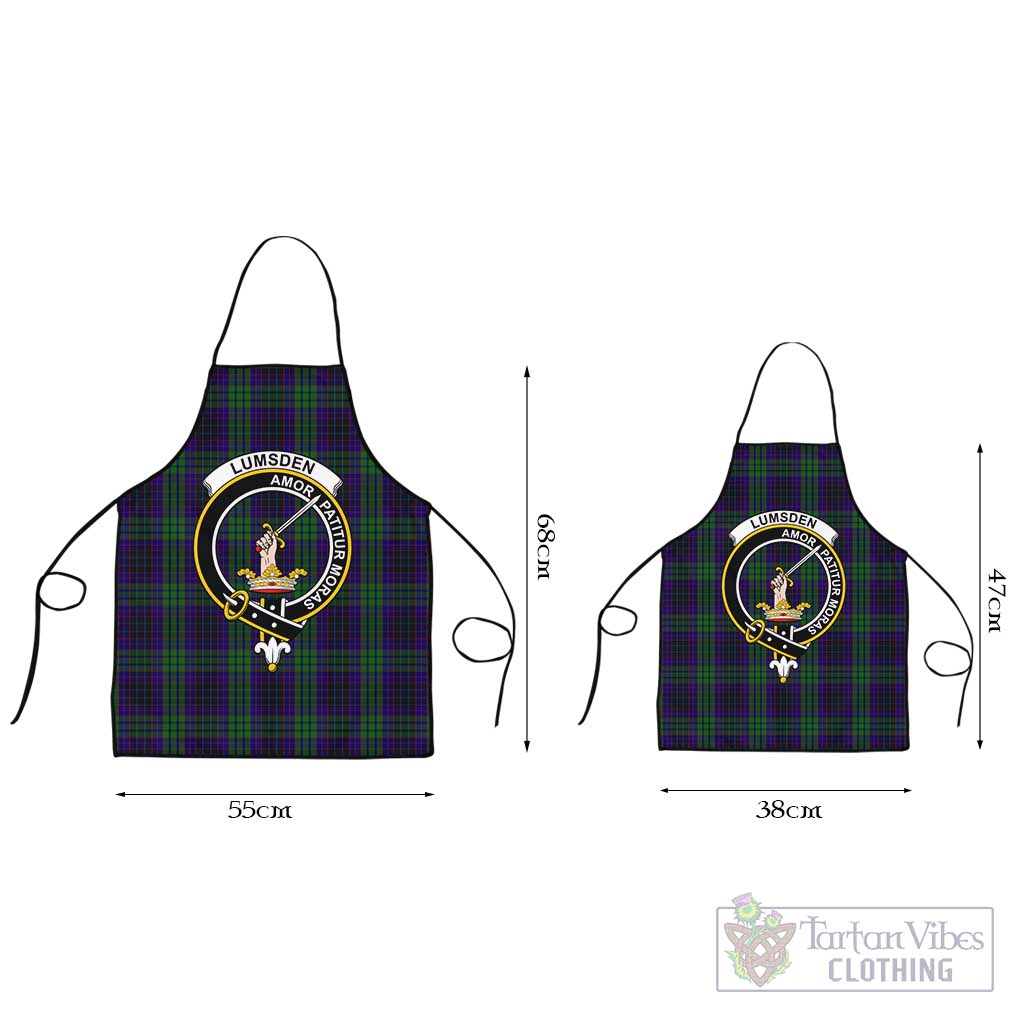 Lumsden Green Tartan Apron with Family Crest Black L 55x68 cm - Tartan Vibes Clothing